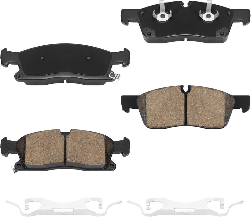 HECHENQICHE Front Ceramic Brake Pads Kit with Hardware for 2011-2020 Dodge Durango & Jeep Grand Cherokee - Image 1
